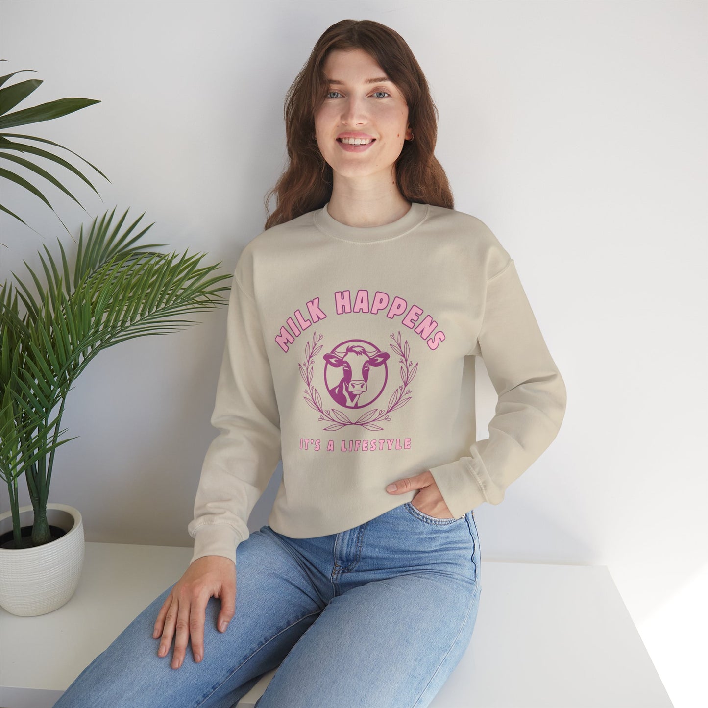 Milk Happens It's a Lifestyle Breastfeeding Mama Crewneck
