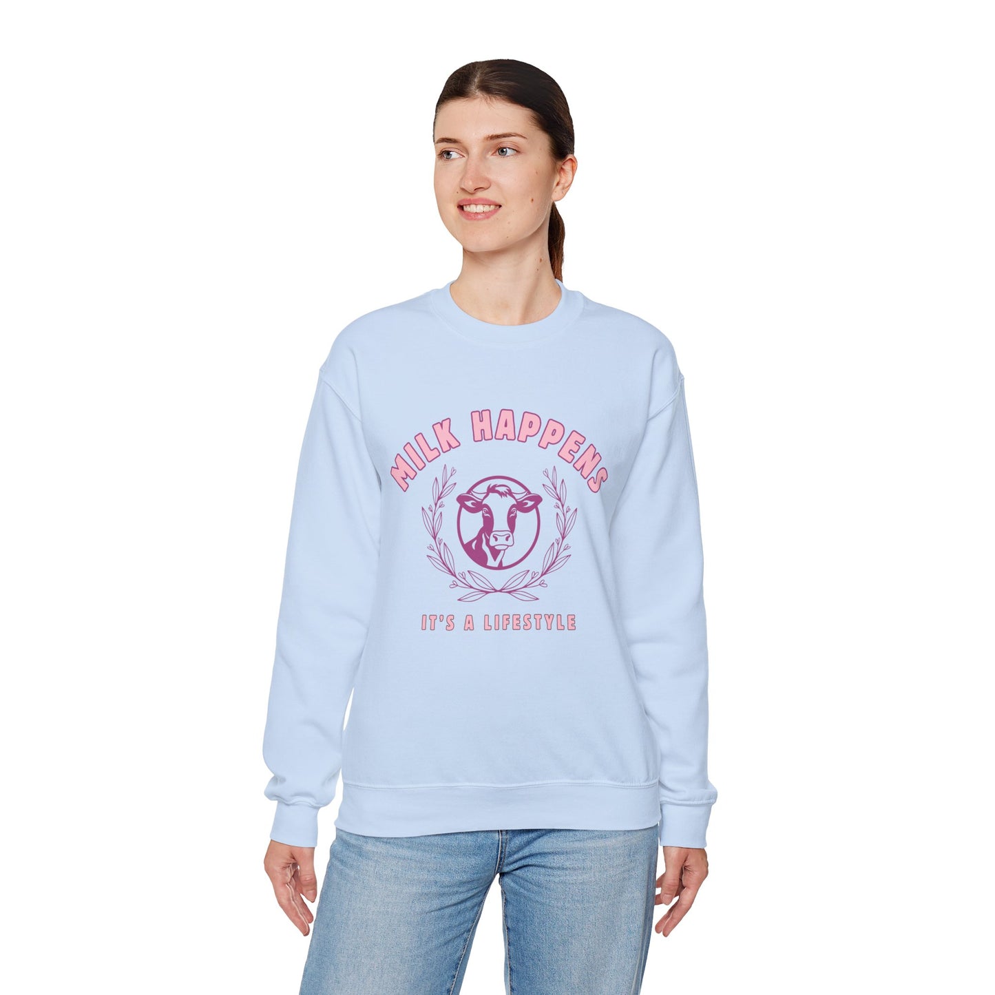 Milk Happens It's a Lifestyle Breastfeeding Mama Crewneck