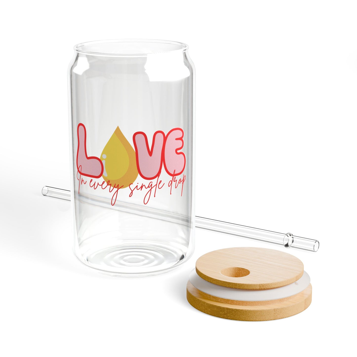 Love In Every Drop Valentine's Day 16 oz Sipper Glass