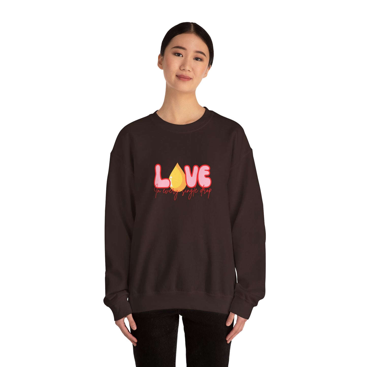 Love In Every Drop Valentine's Day Breastfeeding Mama Crewneck