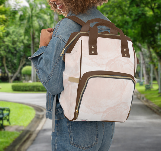 Pink Marble classic baby diaper bag backpack