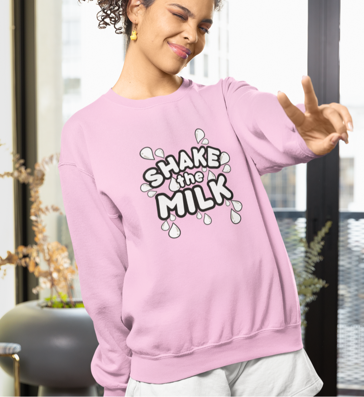 Mama Roberts Shake the Milk Breastfeeding Mama Crewneck